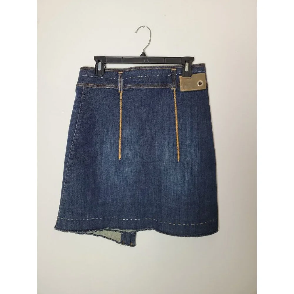 FABRIKA Woman Designer Dark Denim Knee Lenght Asimetric Pencil Skirt Size S - Picture 6 of 10
